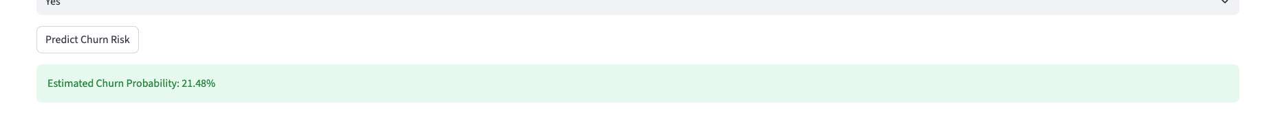 Customer Churn Dashboard - Prediction Output