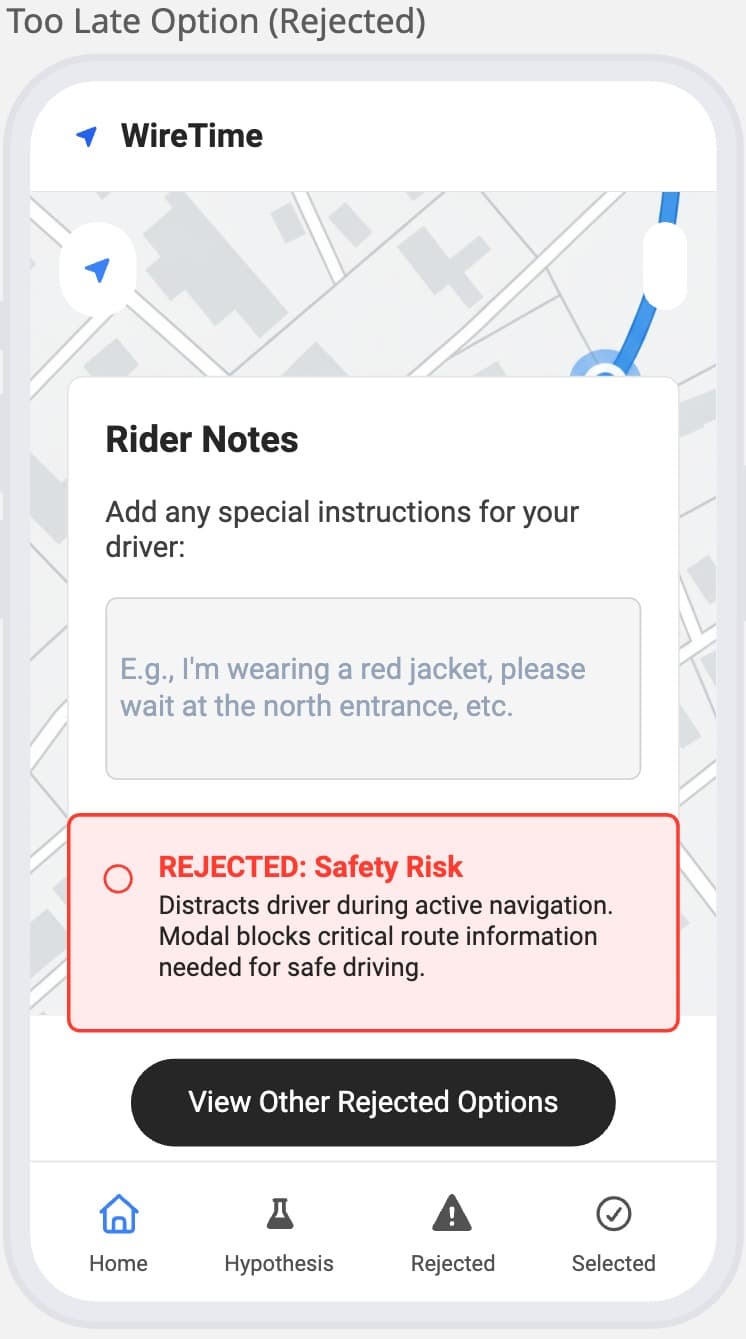 Too Late Placement - Rejected